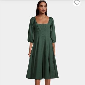 STAUD SWELLS PUFF SLEEVE MIDI DRESS